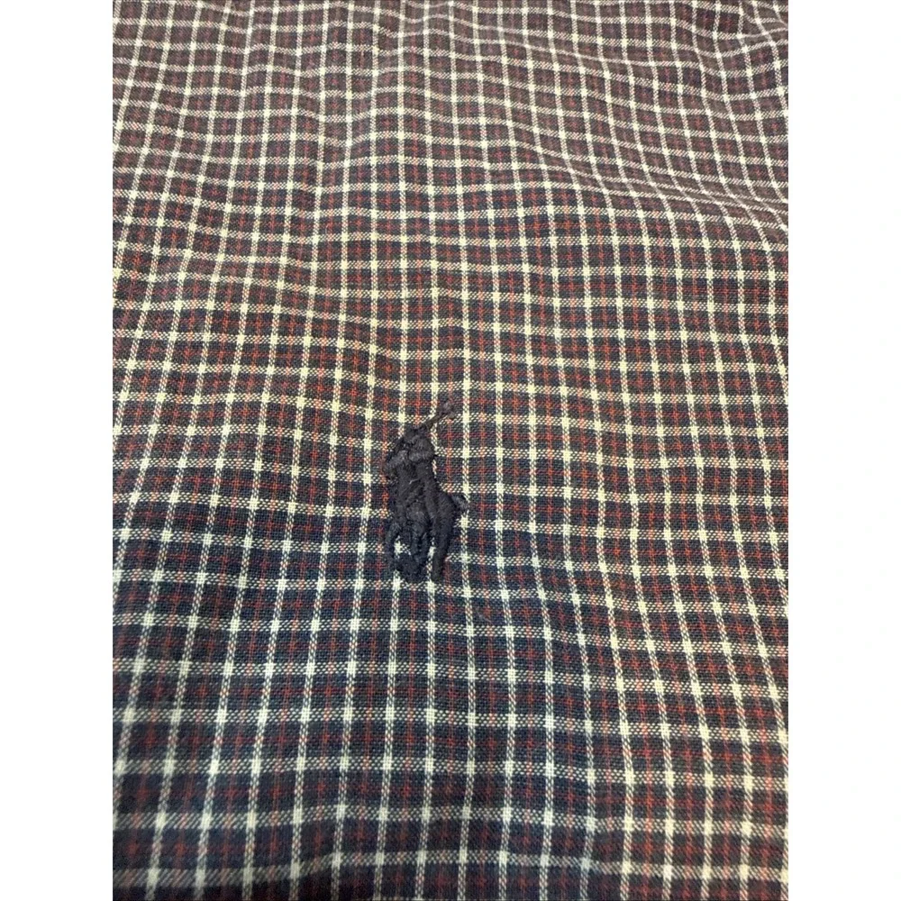 Polo Ralph Lauren Shirt Mens L Blue Check Short Sleeve Button Down Classic